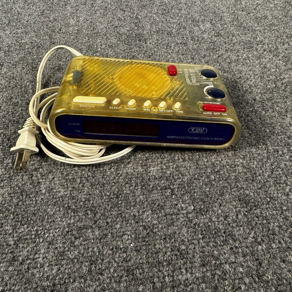 Vintage Tozai 2233T See Through AM/FM Clock Radio Clear Plastic Retro - Tested